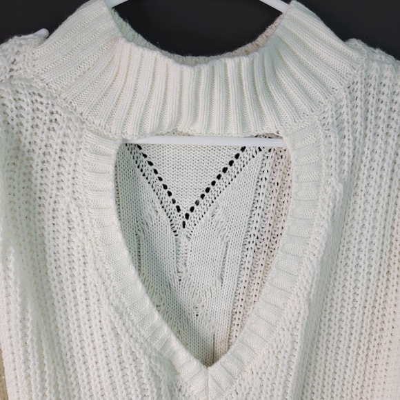 American Rag Tunic Sweater Cream Women's XL Long Sleeves With Fringles - Picture 6 of 9